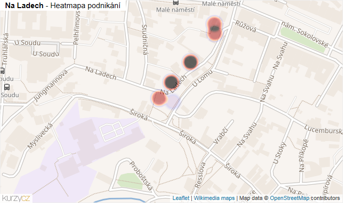 Mapa Na Ladech - Firmy v ulici.