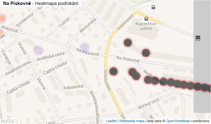 Mapa Na Pískovně - Firmy v ulici.