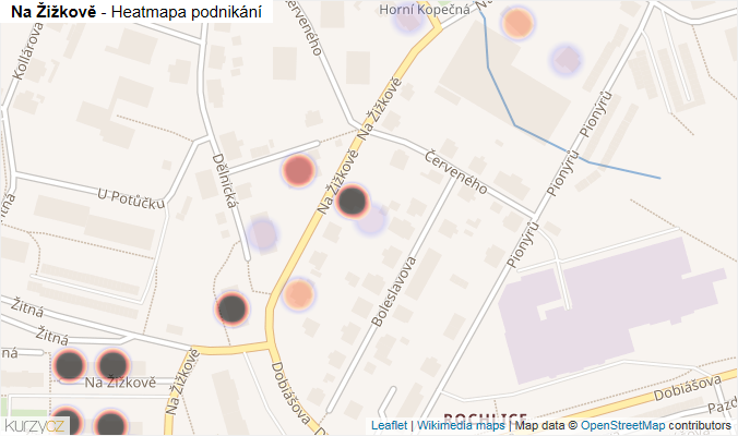 Mapa Na Žižkově - Firmy v ulici.