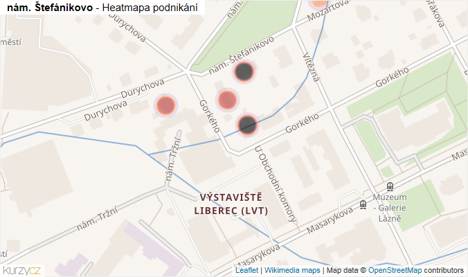 Mapa nám. Štefánikovo - Firmy v ulici.