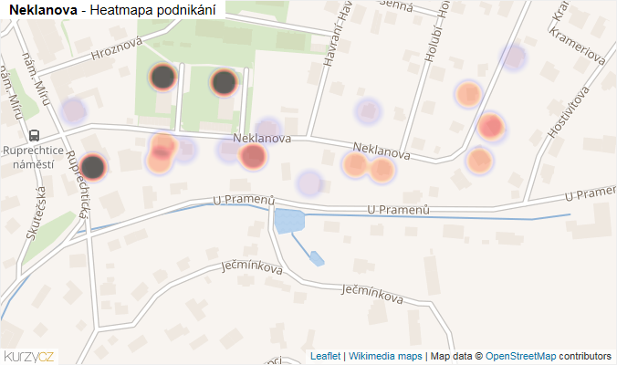 Mapa Neklanova - Firmy v ulici.