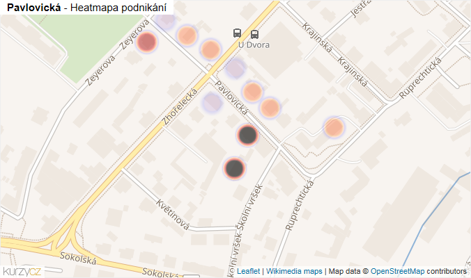 Mapa Pavlovická - Firmy v ulici.