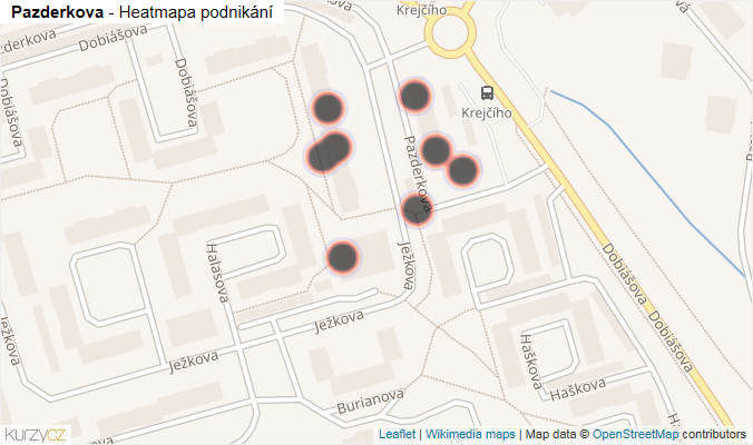 Mapa Pazderkova - Firmy v ulici.