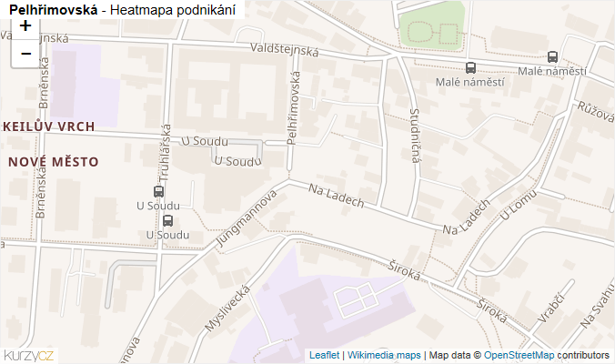 Mapa Pelhřimovská - Firmy v ulici.