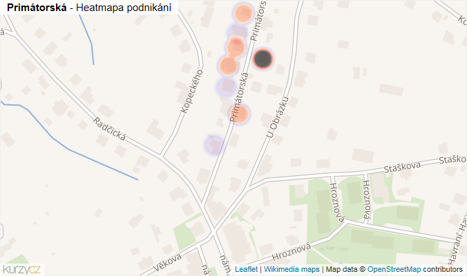 Mapa Primátorská - Firmy v ulici.