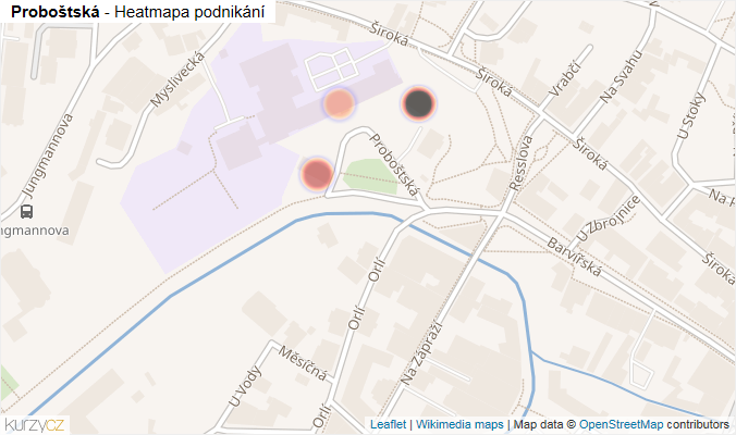 Mapa Proboštská - Firmy v ulici.