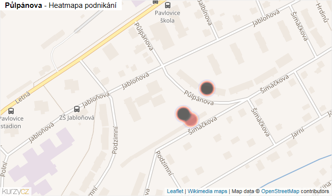 Mapa Půlpánova - Firmy v ulici.