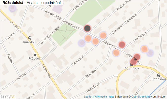 Mapa Růžodolská - Firmy v ulici.