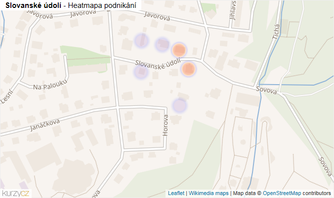 Mapa Slovanské údolí - Firmy v ulici.