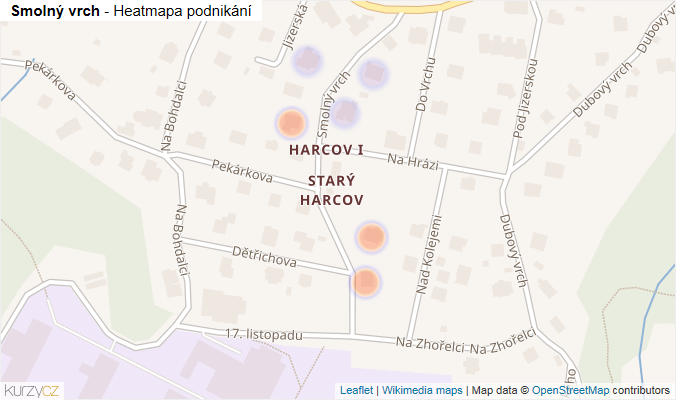 Mapa Smolný vrch - Firmy v ulici.