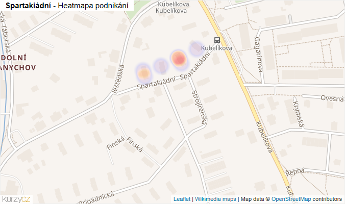 Mapa Spartakiádní - Firmy v ulici.