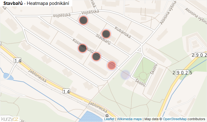 Mapa Stavbařů - Firmy v ulici.