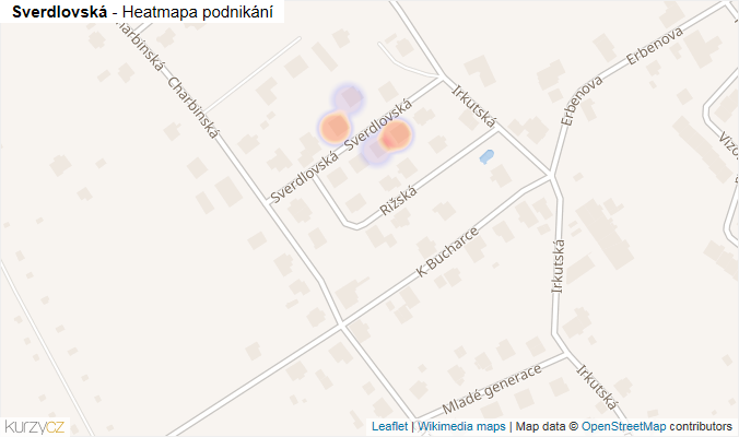 Mapa Sverdlovská - Firmy v ulici.