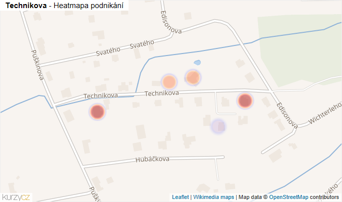 Mapa Technikova - Firmy v ulici.