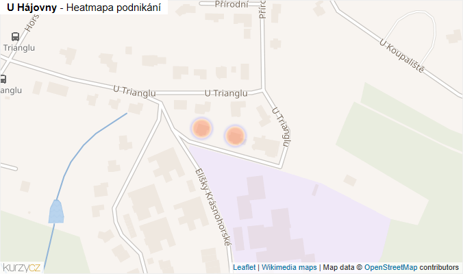 Mapa U Hájovny - Firmy v ulici.