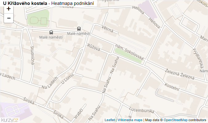 Mapa U Křížového kostela - Firmy v ulici.