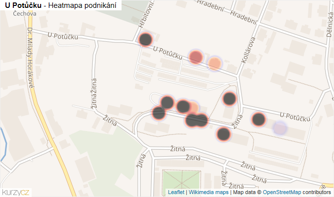 Mapa U Potůčku - Firmy v ulici.