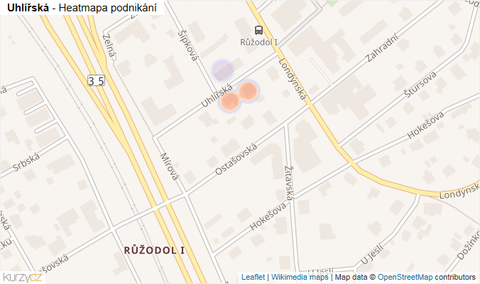 Mapa Uhlířská - Firmy v ulici.