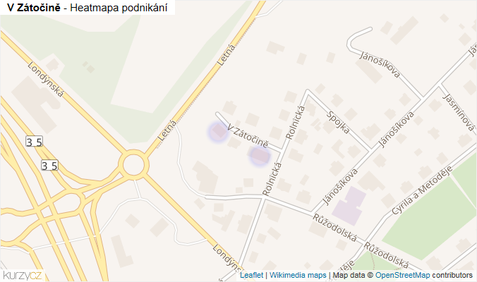 Mapa V Zátočině - Firmy v ulici.