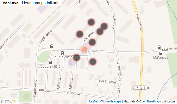Mapa Vackova - Firmy v ulici.