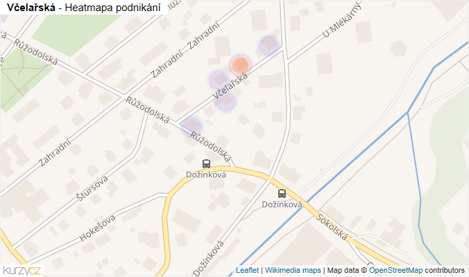 Mapa Včelařská - Firmy v ulici.