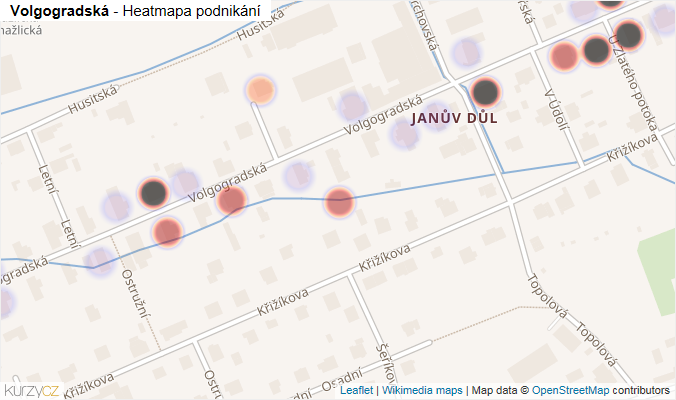Mapa Volgogradská - Firmy v ulici.