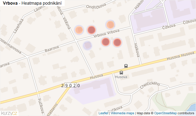 Mapa Vrbova - Firmy v ulici.