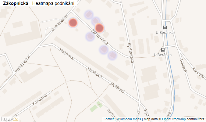 Mapa Zákopnická - Firmy v ulici.