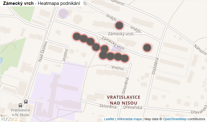 Mapa Zámecký vrch - Firmy v ulici.