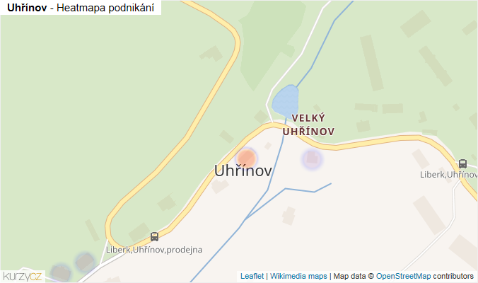 Mapa Uhřínov - Firmy v části obce.