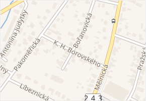 K. H. Borovského v obci Líbeznice - mapa ulice