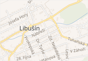 Nábřeží v obci Libušín - mapa ulice