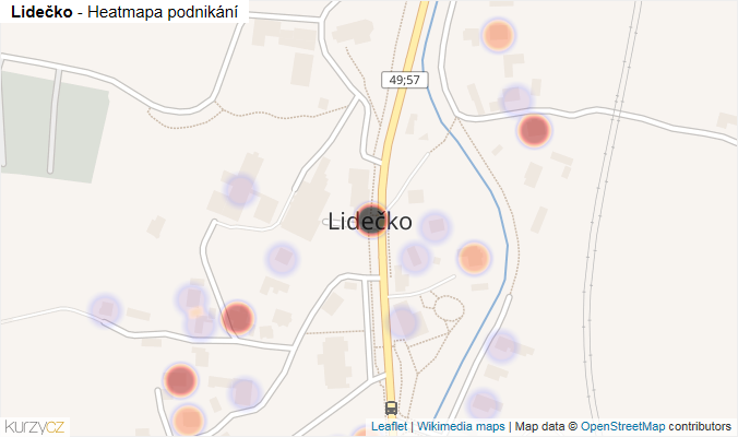 Mapa Lidečko - Firmy v části obce.