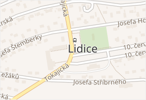 Lidice v obci Lidice - mapa části obce