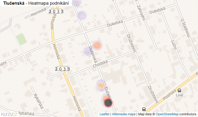 Mapa Tlučenská - Firmy v ulici.