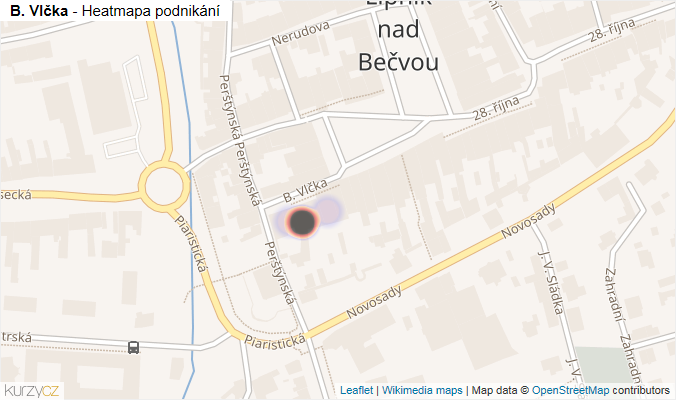 Mapa B. Vlčka - Firmy v ulici.