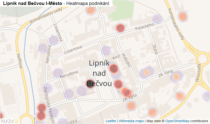 Mapa Lipník nad Bečvou I-Město - Firmy v části obce.