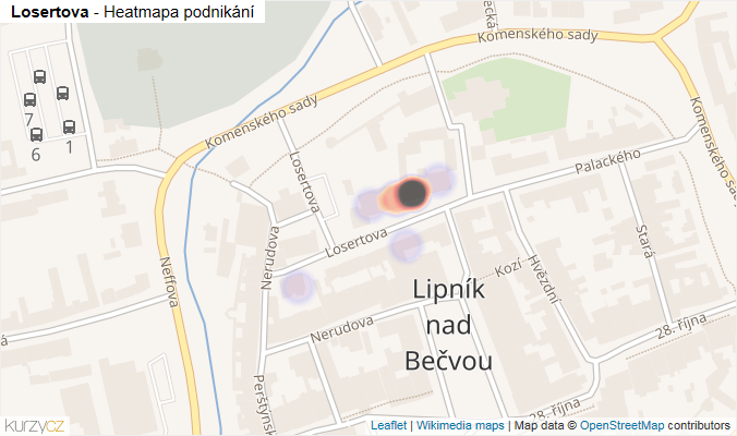 Mapa Losertova - Firmy v ulici.