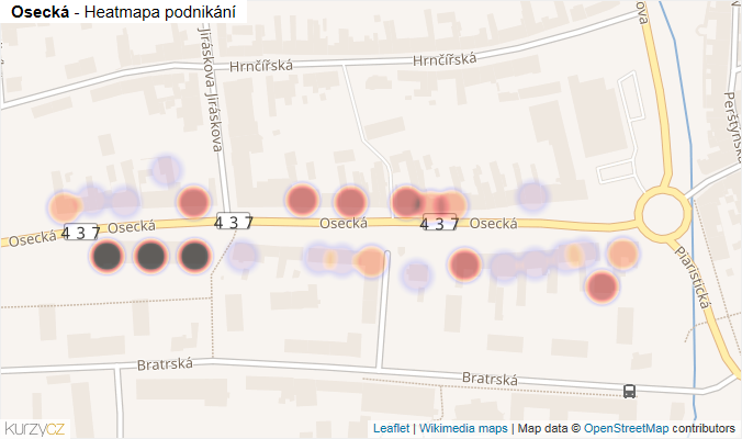 Mapa Osecká - Firmy v ulici.