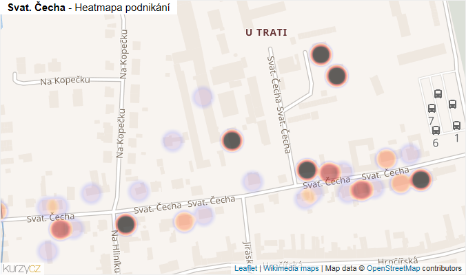 Mapa Svat. Čecha - Firmy v ulici.
