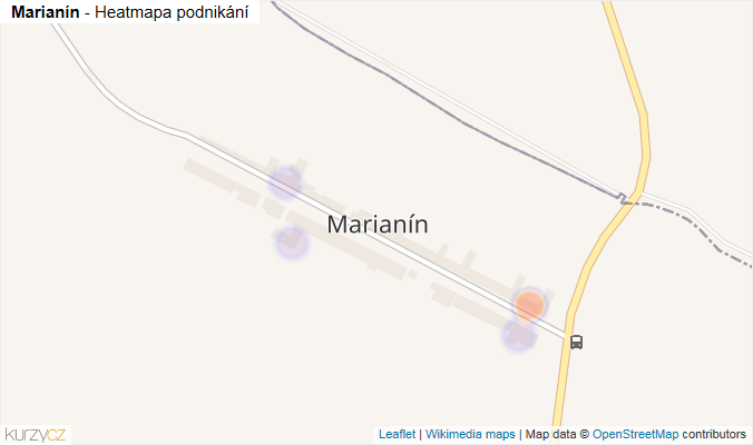Mapa Marianín - Firmy v části obce.