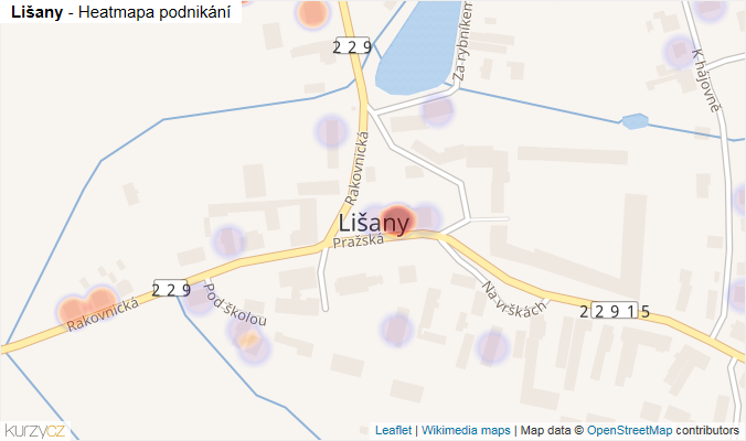 Mapa Lišany - Firmy v části obce.