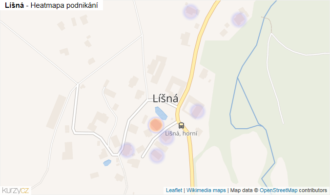 Mapa Líšná - Firmy v části obce.