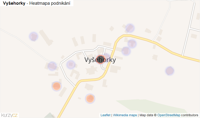 Mapa Vyšehorky - Firmy v části obce.