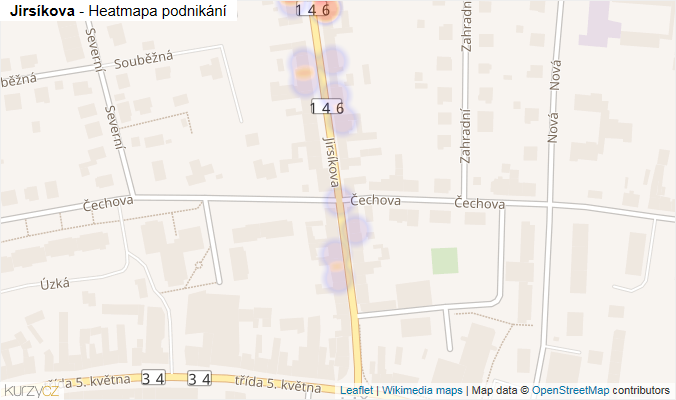 Mapa Jirsíkova - Firmy v ulici.