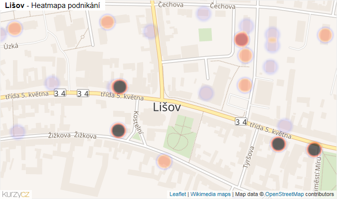 Mapa Lišov - Firmy v části obce.