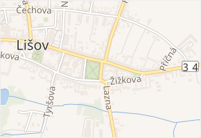 náměstí Míru v obci Lišov - mapa ulice