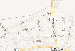 Severní v obci Lišov - mapa ulice