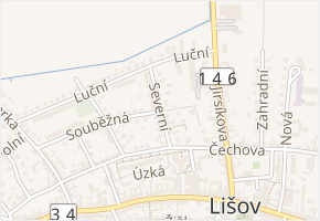 Severní břeh v obci Lišov - mapa ulice