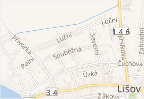 Souběžná v obci Lišov - mapa ulice